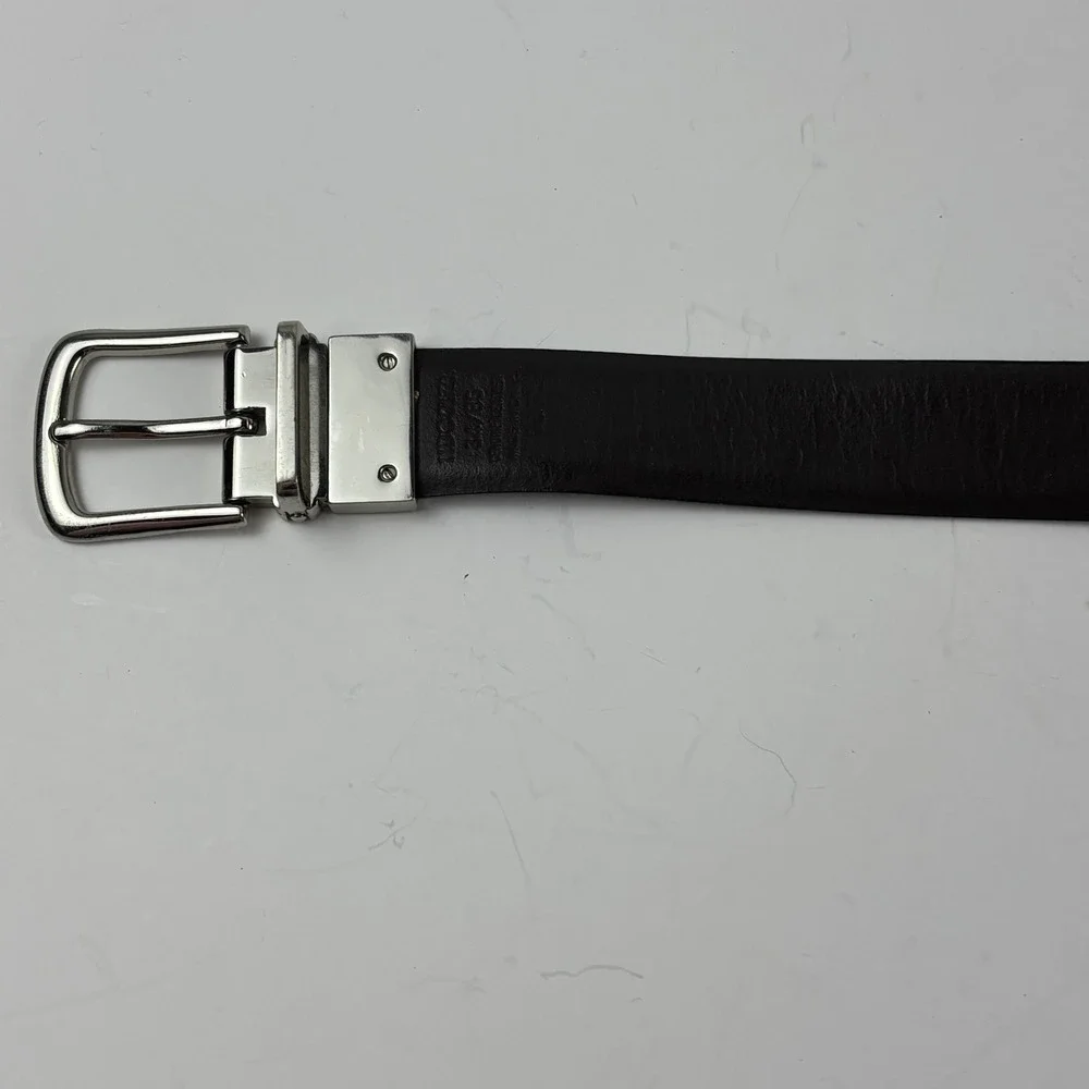 Dockers Reversible Belt Mens 34‎ Black Brown Leather Silver Swivel Buckle